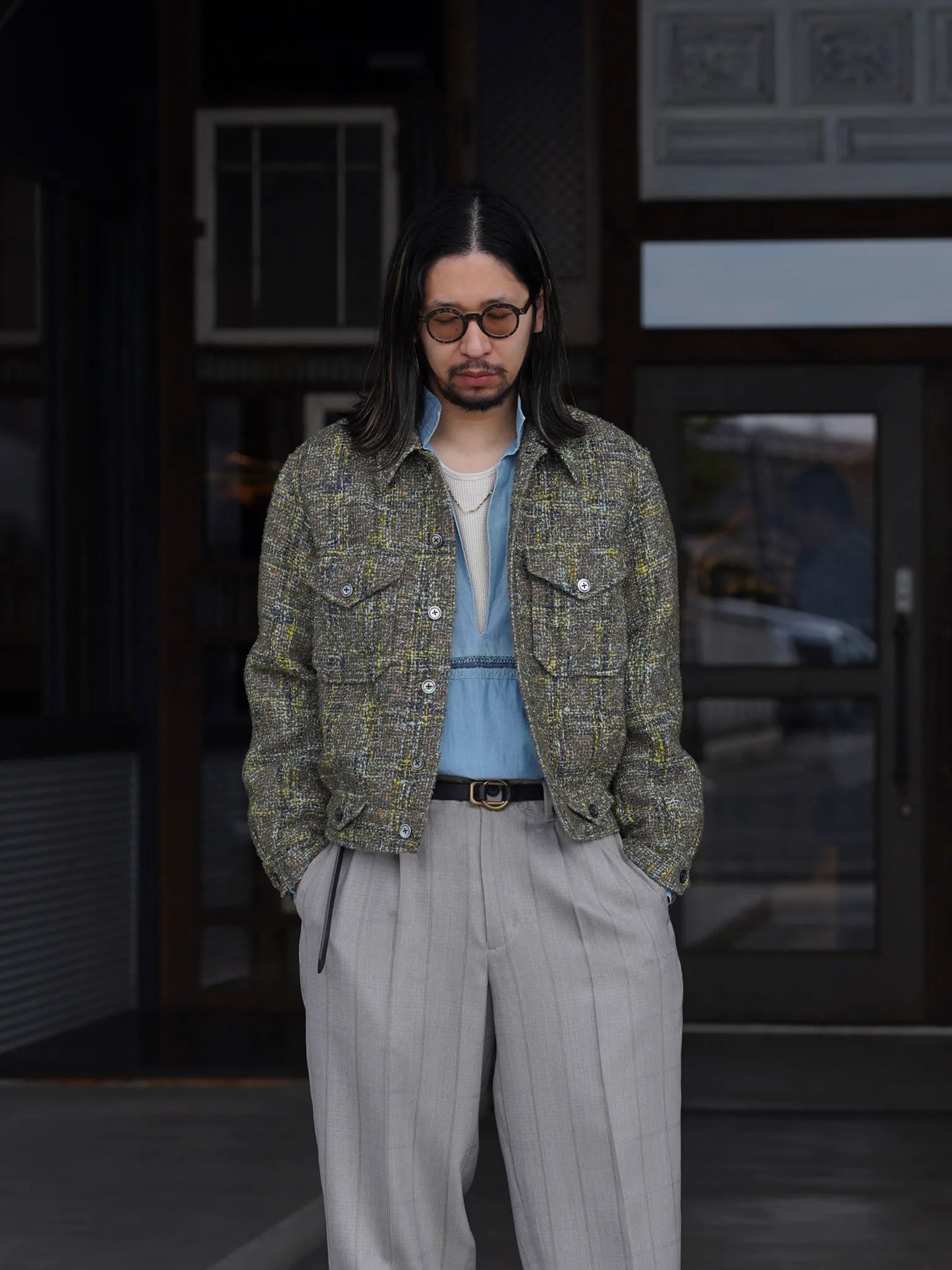 SARTO | [HOME SPUN] TRUCKER JACKET ARMY