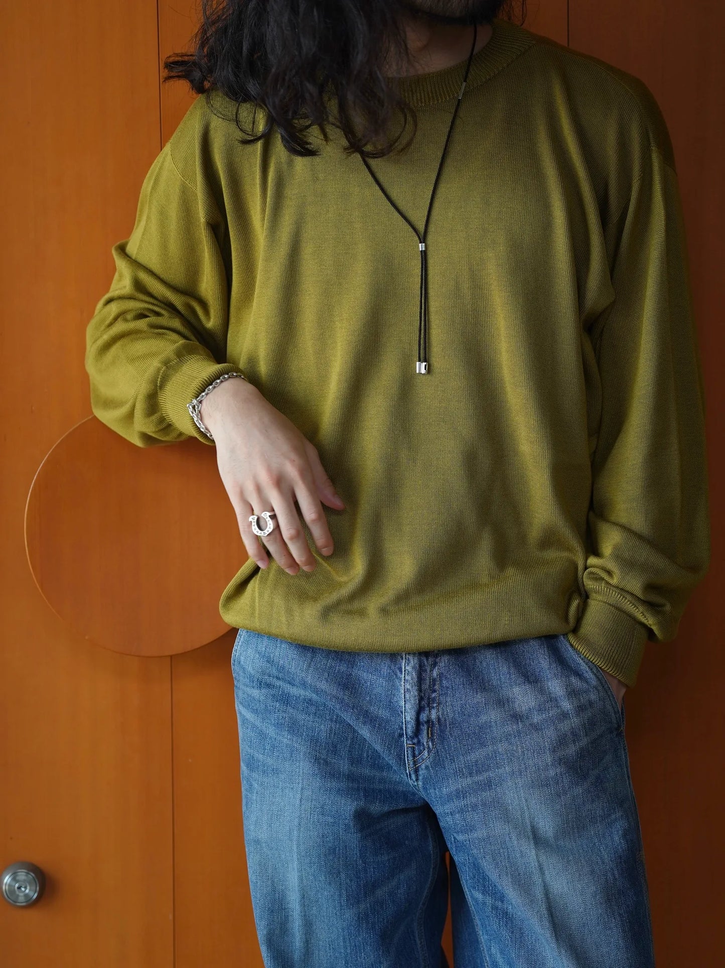 Olde H & Daughter | SILK PLAIN STITCH CREW L/S CORIANDER