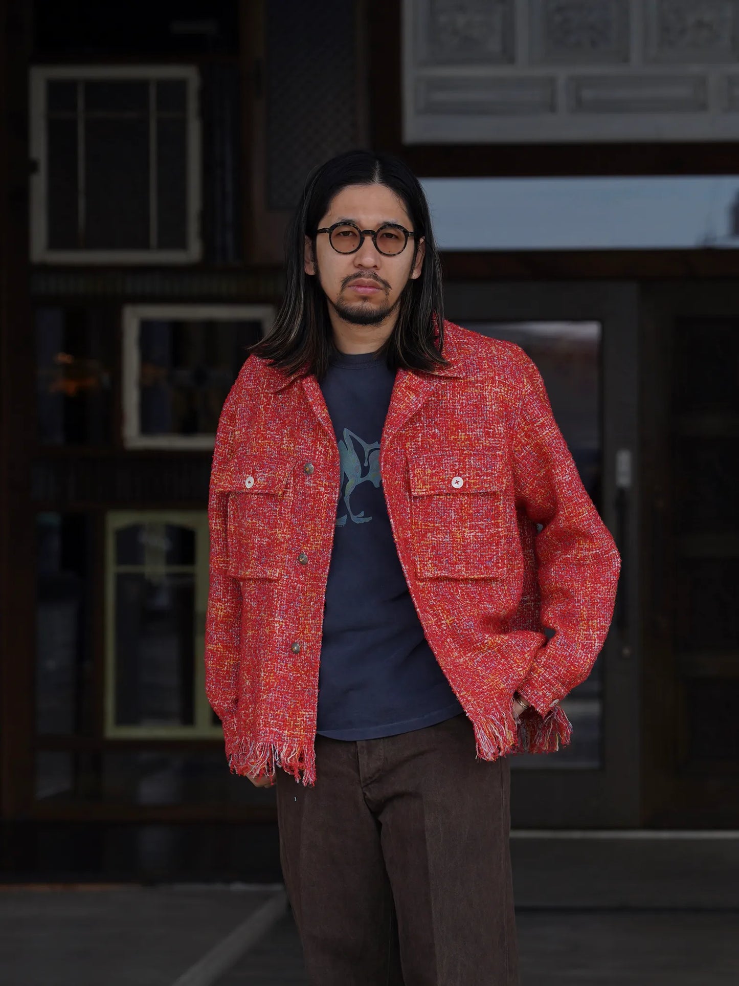 SARTO | [HOME SPUN] OVER SHIRT SCARLET