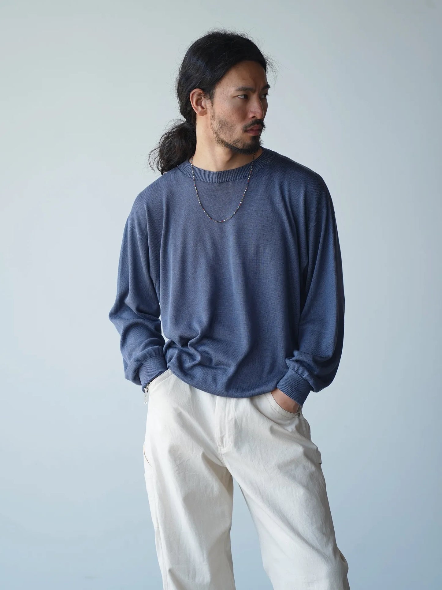 Olde H & Daughter | SILK PLAIN STITCH CREW L/S CANDIED VIOLETS