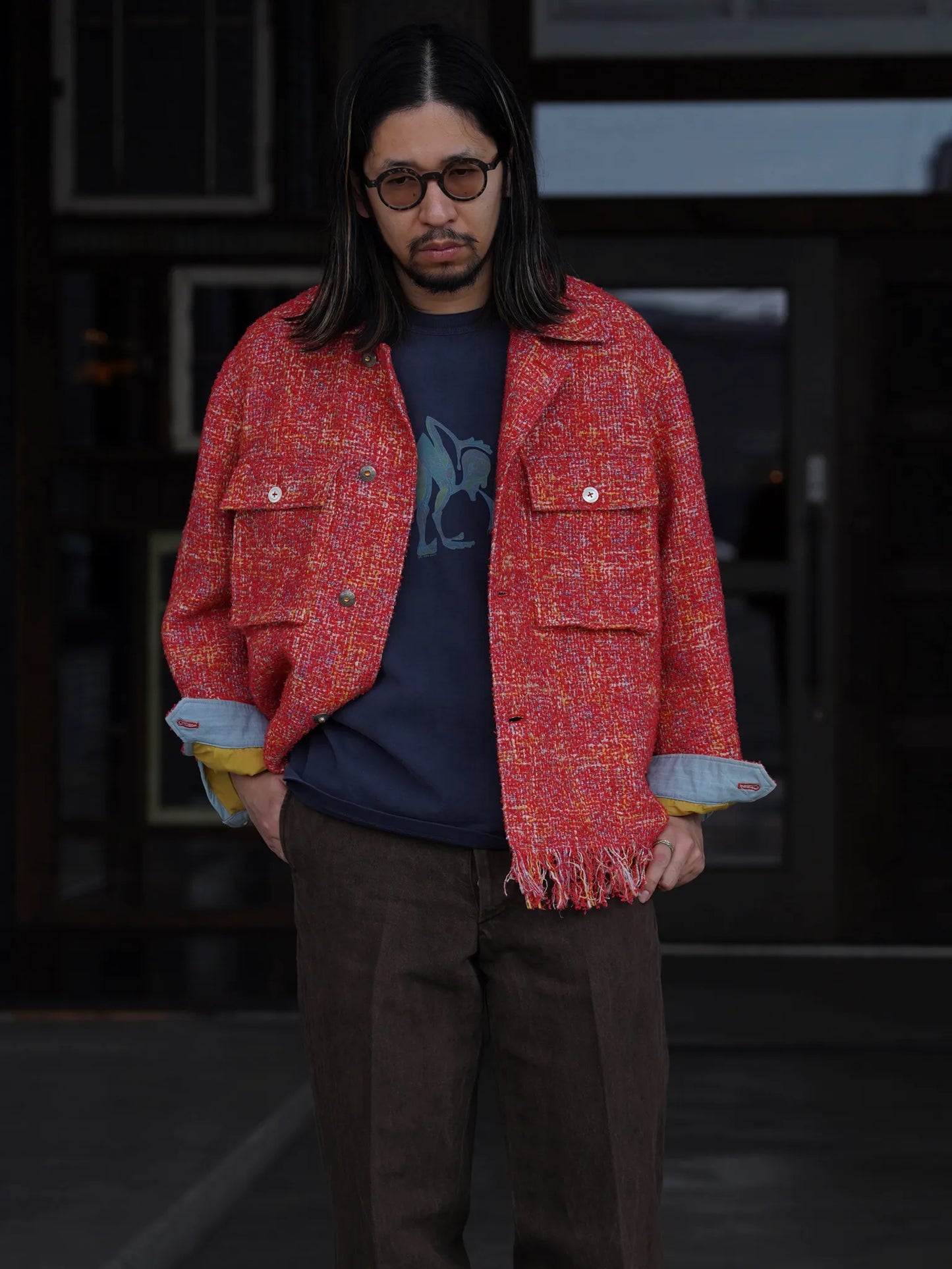 SARTO | [HOME SPUN] TRUCKER JACKET SCARLET