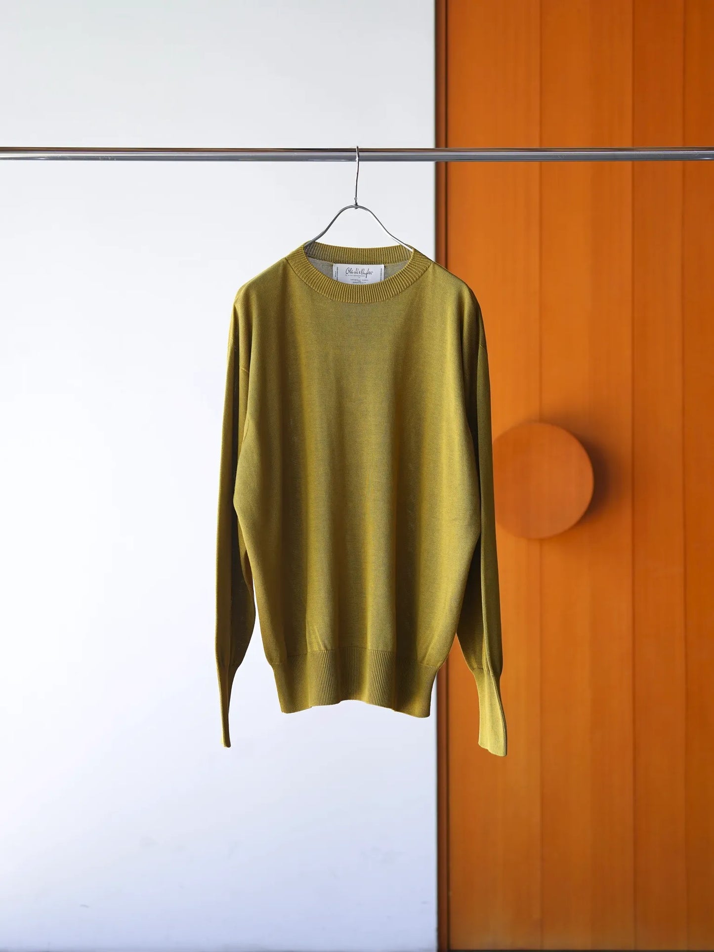 Olde H & Daughter | SILK PLAIN STITCH CREW L/S CORIANDER