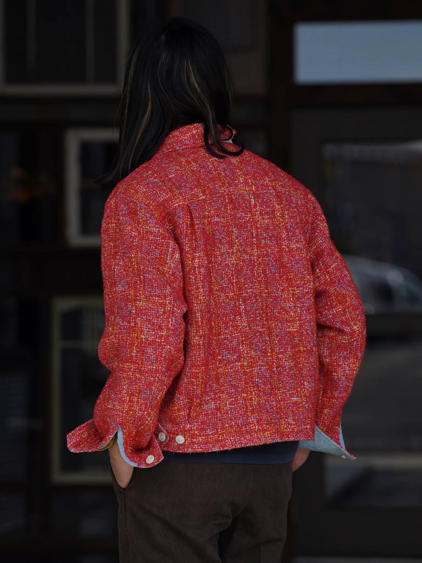 SARTO | [HOME SPUN] TRUCKER JACKET SCARLET