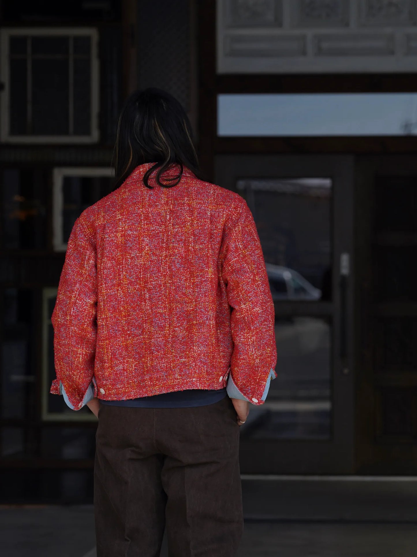 SARTO | [HOME SPUN] TRUCKER JACKET SCARLET
