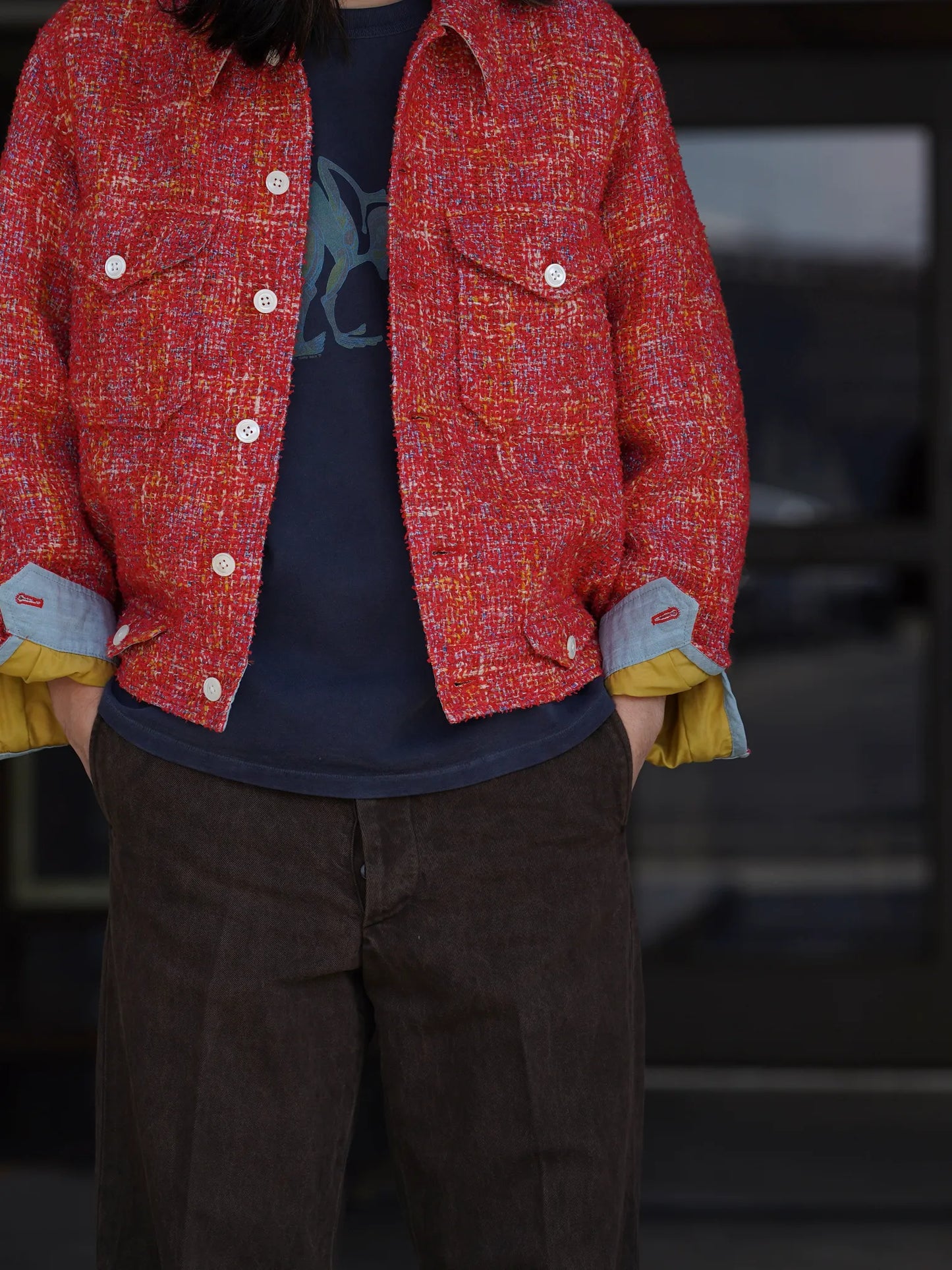 SARTO | [HOME SPUN] TRUCKER JACKET SCARLET