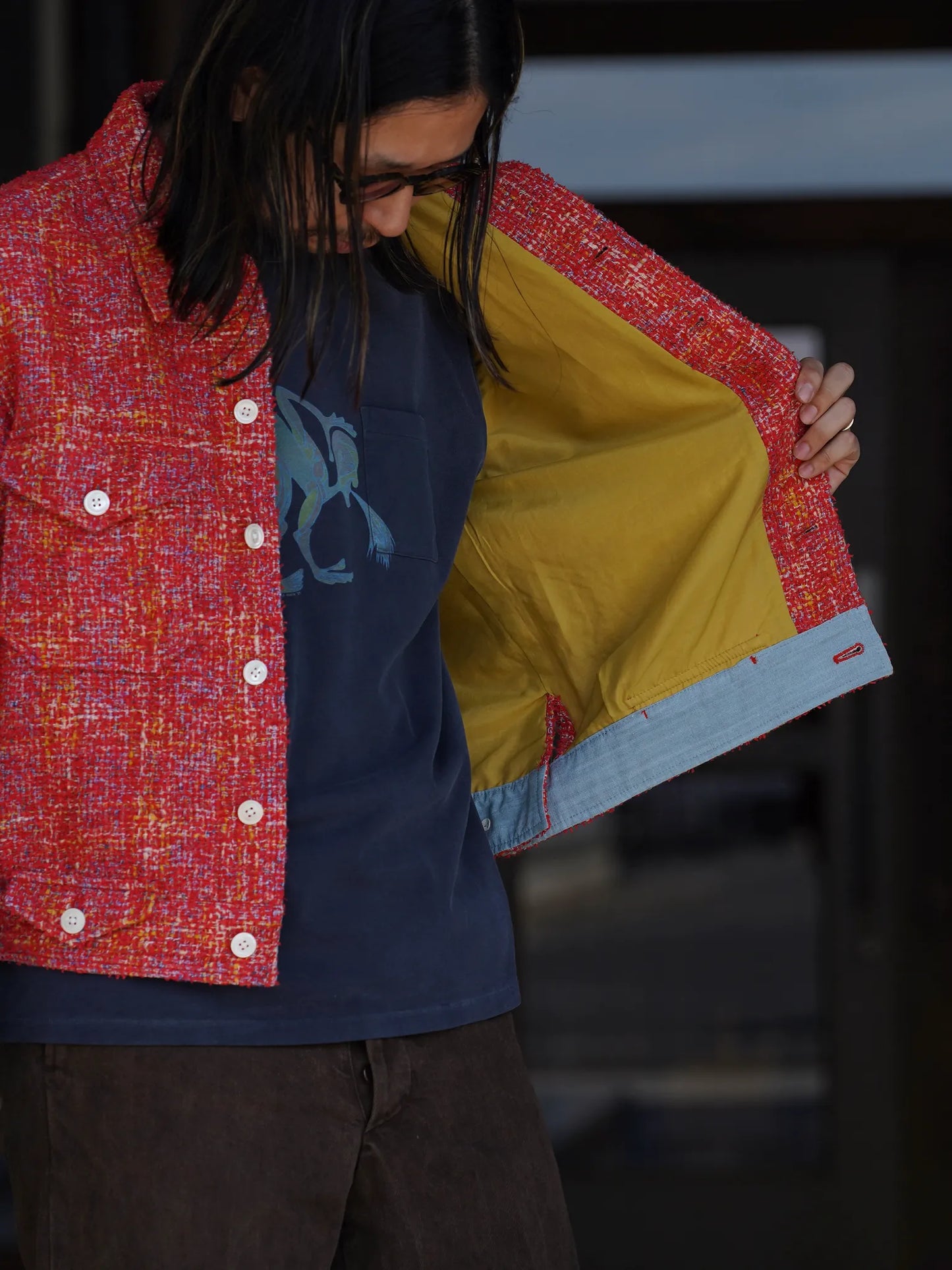 SARTO | [HOME SPUN] TRUCKER JACKET SCARLET