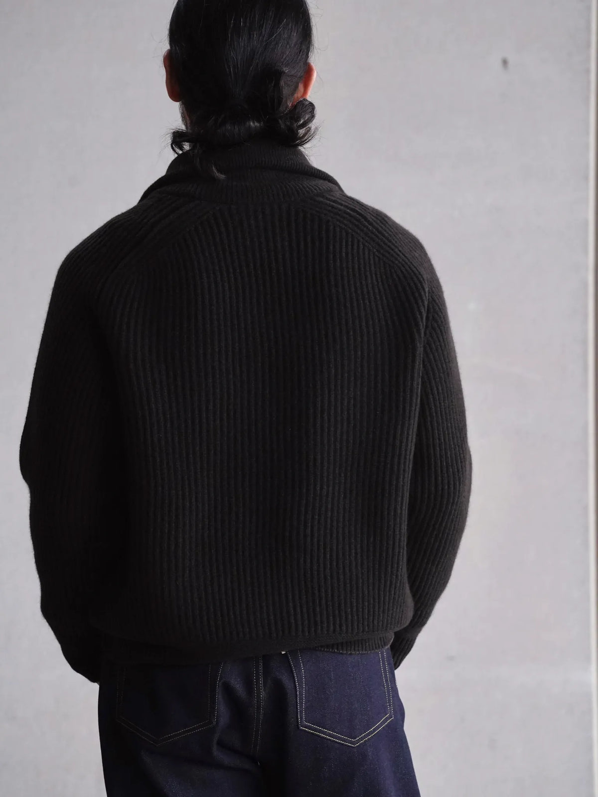 SARTO | WOOL FULL CARDIGAN STITCH HIGH NECK ZIP JACKET DARK BROWN