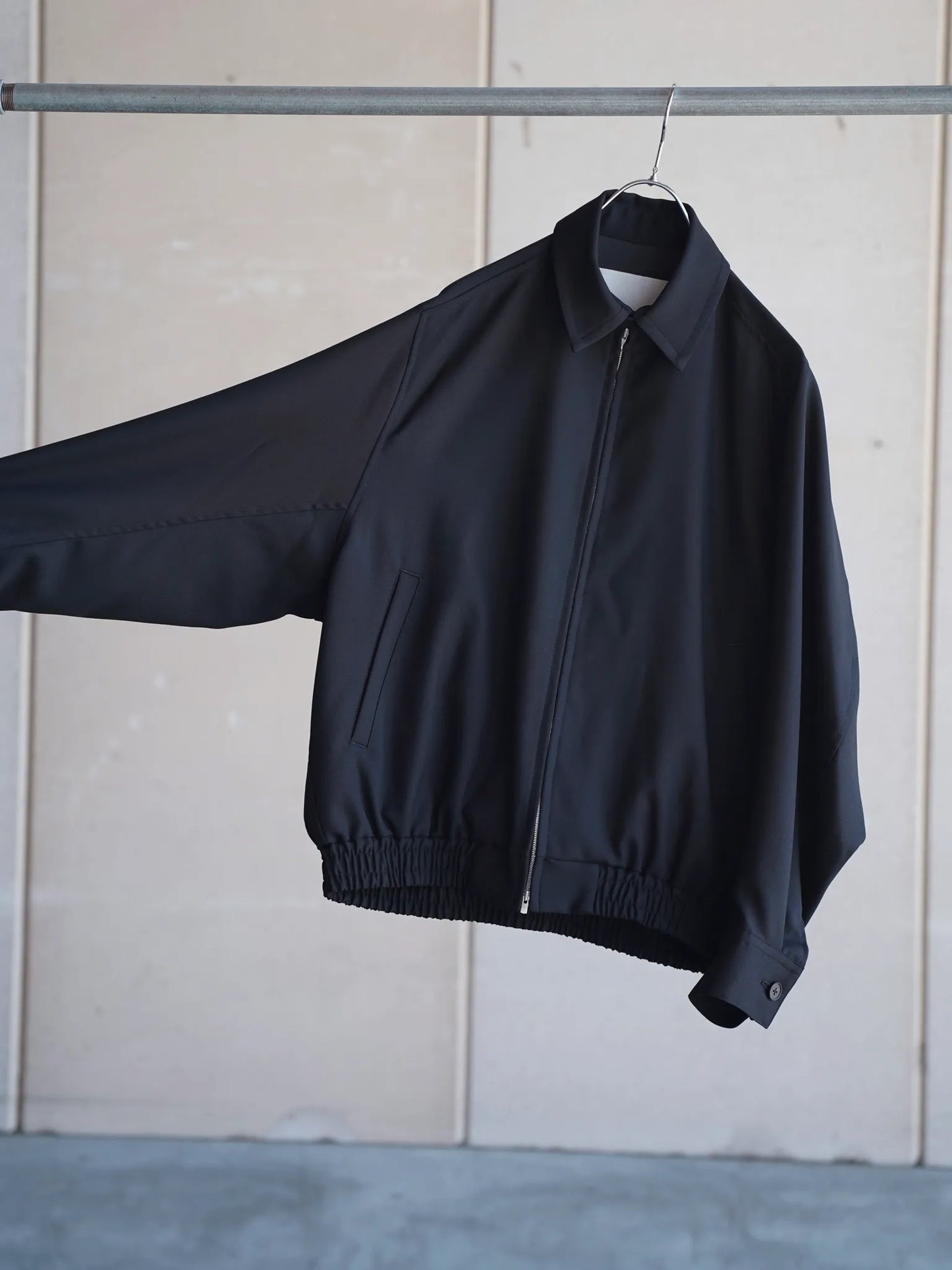 nonnotte | Draping Big Yoke Raglan Drizzler Jacket Deep Black