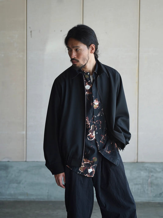 nonnotte | Draping Big Yoke Raglan Drizzler Jacket Deep Black