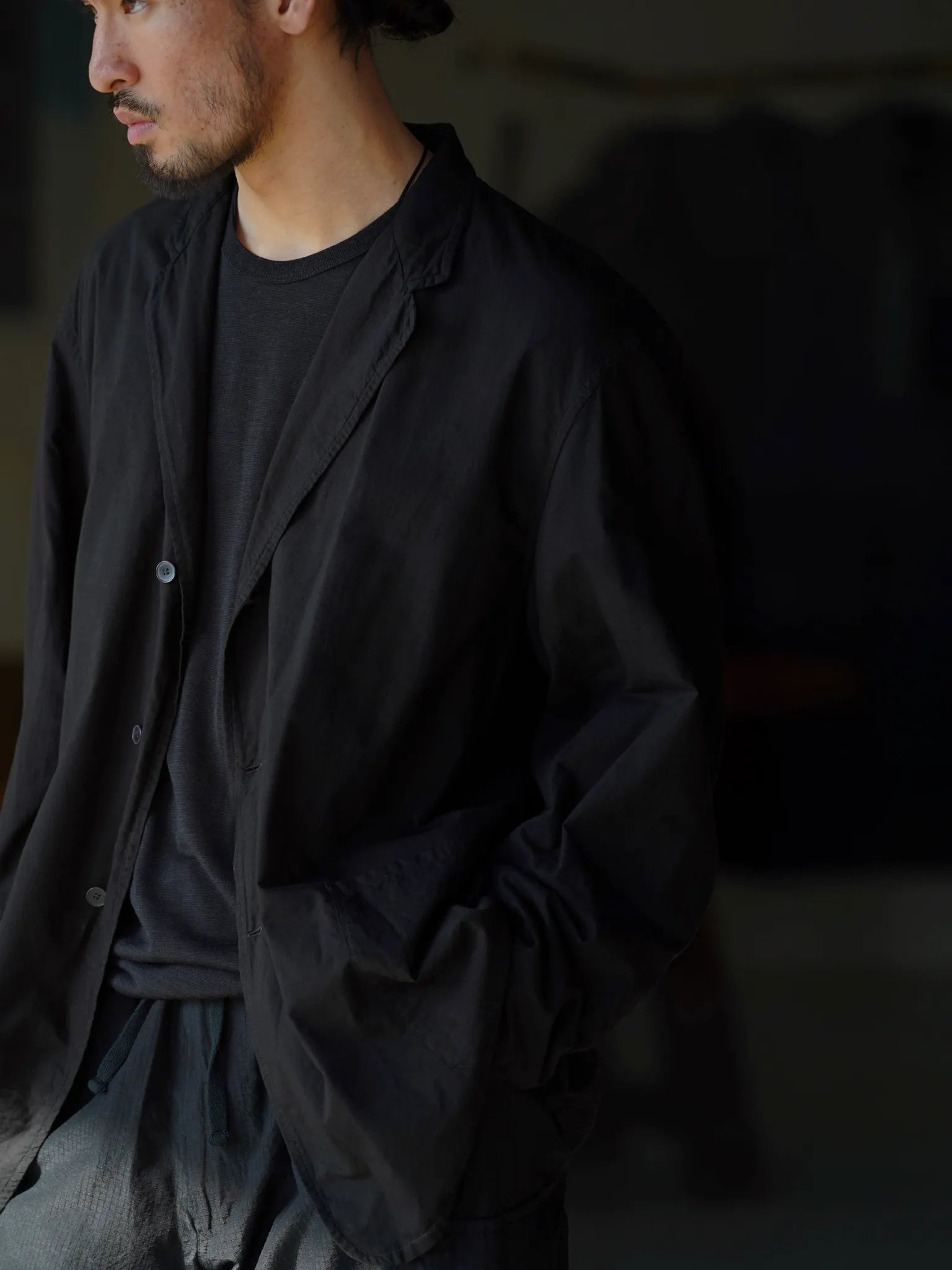 COMOLI KHADIコットン ジャケット BLACK | CASANOVA&CO (カサノヴァ