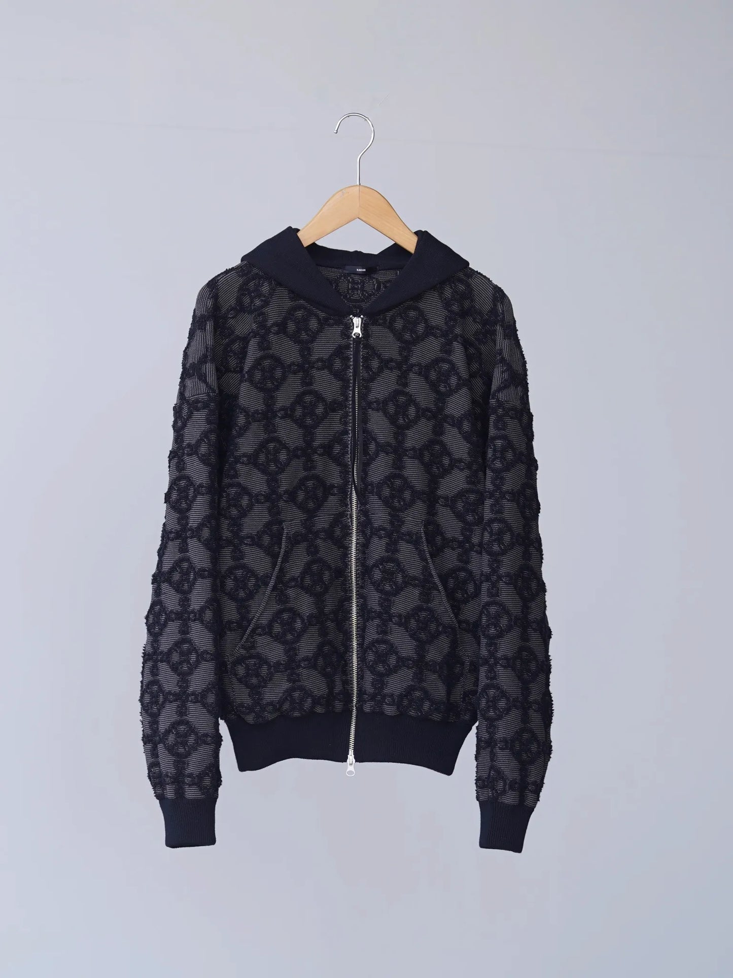 KAKAN | GRIDPILE KNIT PARKA Black