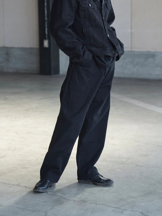 COMOLI | Black Denim Belted Pants BLACK