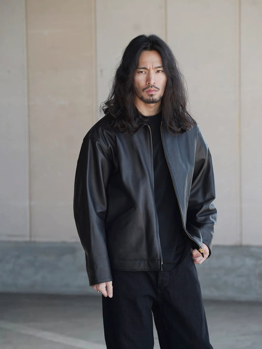COMOLI | カーフスキン ジップショートジャケット BLACK