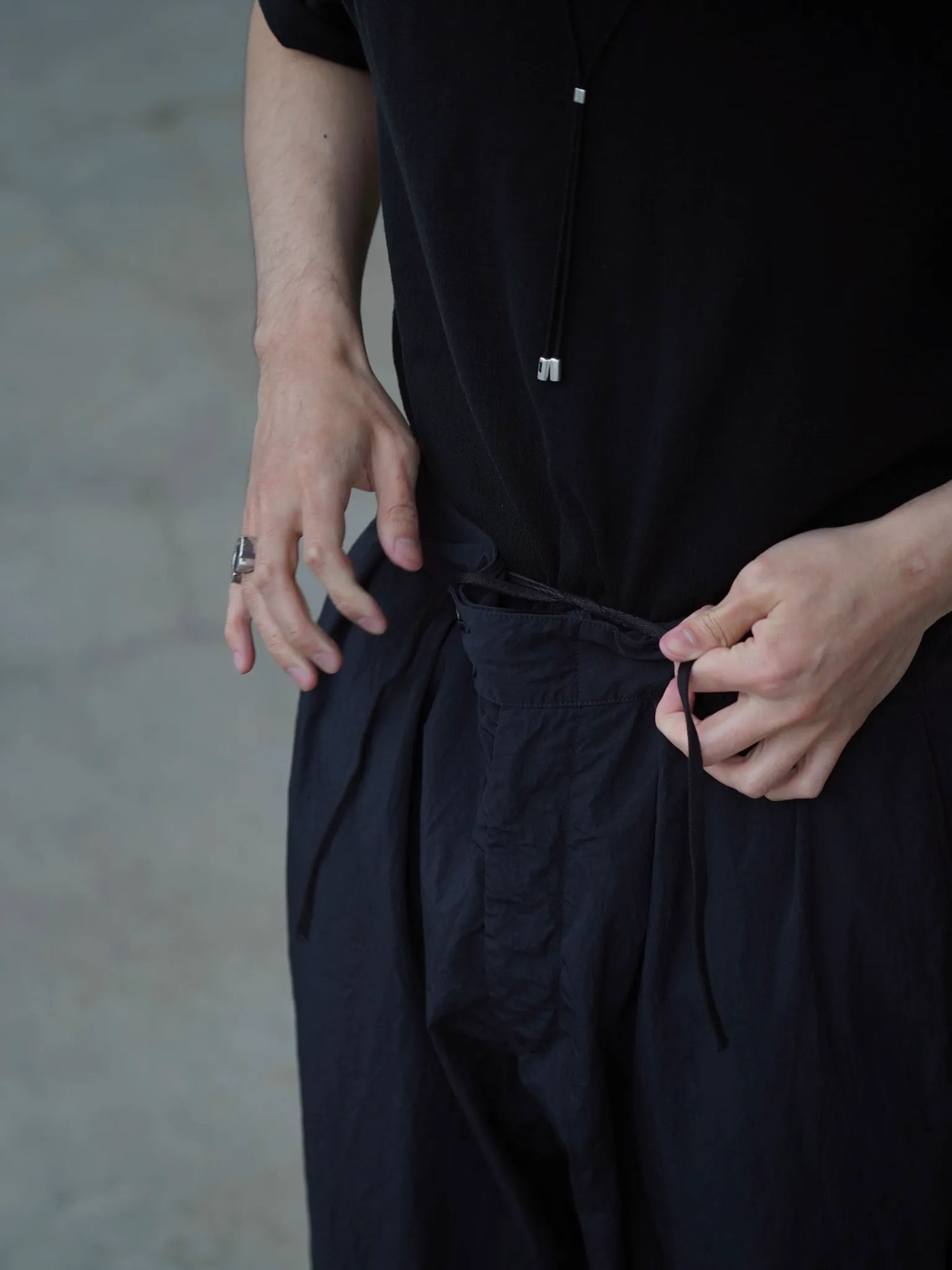 THE NULABEL | GARMENT DYED TROPICAL TROUSERS BLACK