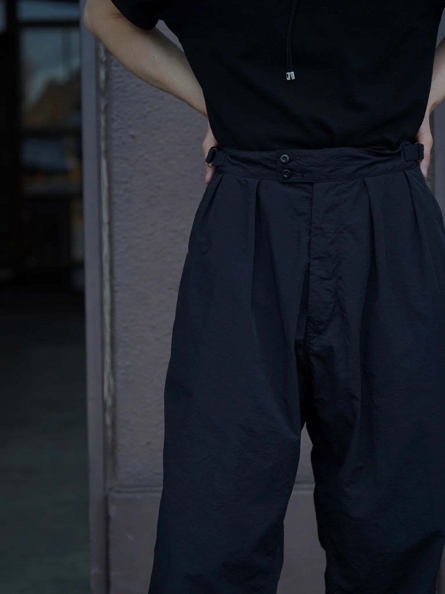 THE NULABEL | GARMENT DYED TROPICAL TROUSERS BLACK
