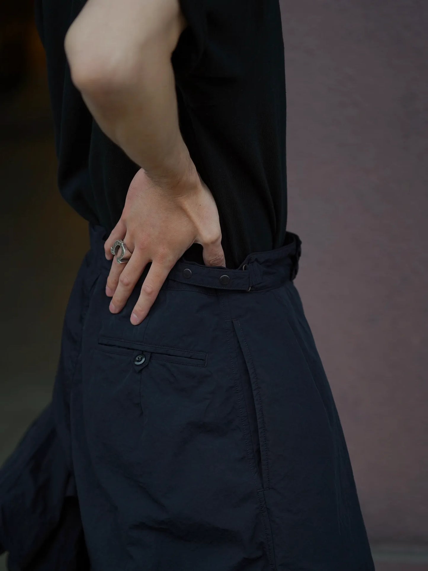 THE NULABEL | GARMENT DYED TROPICAL TROUSERS BLACK
