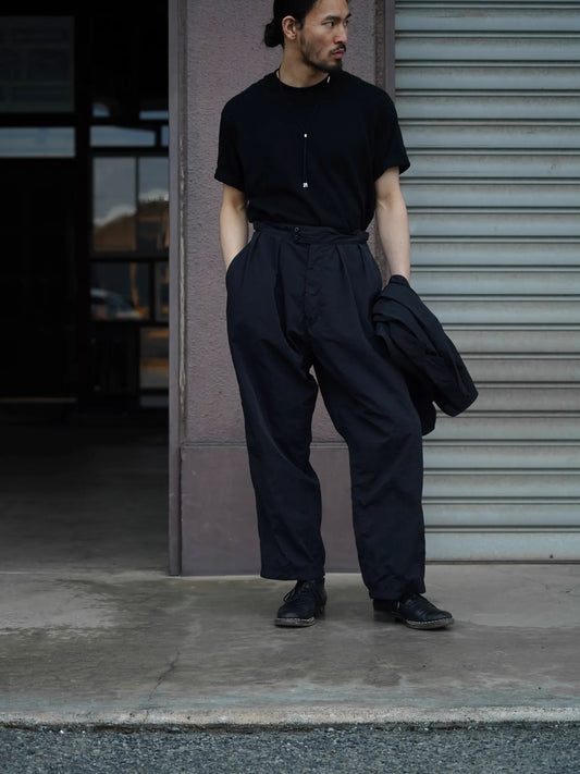 THE NULABEL | GARMENT DYED TROPICAL TROUSERS BLACK