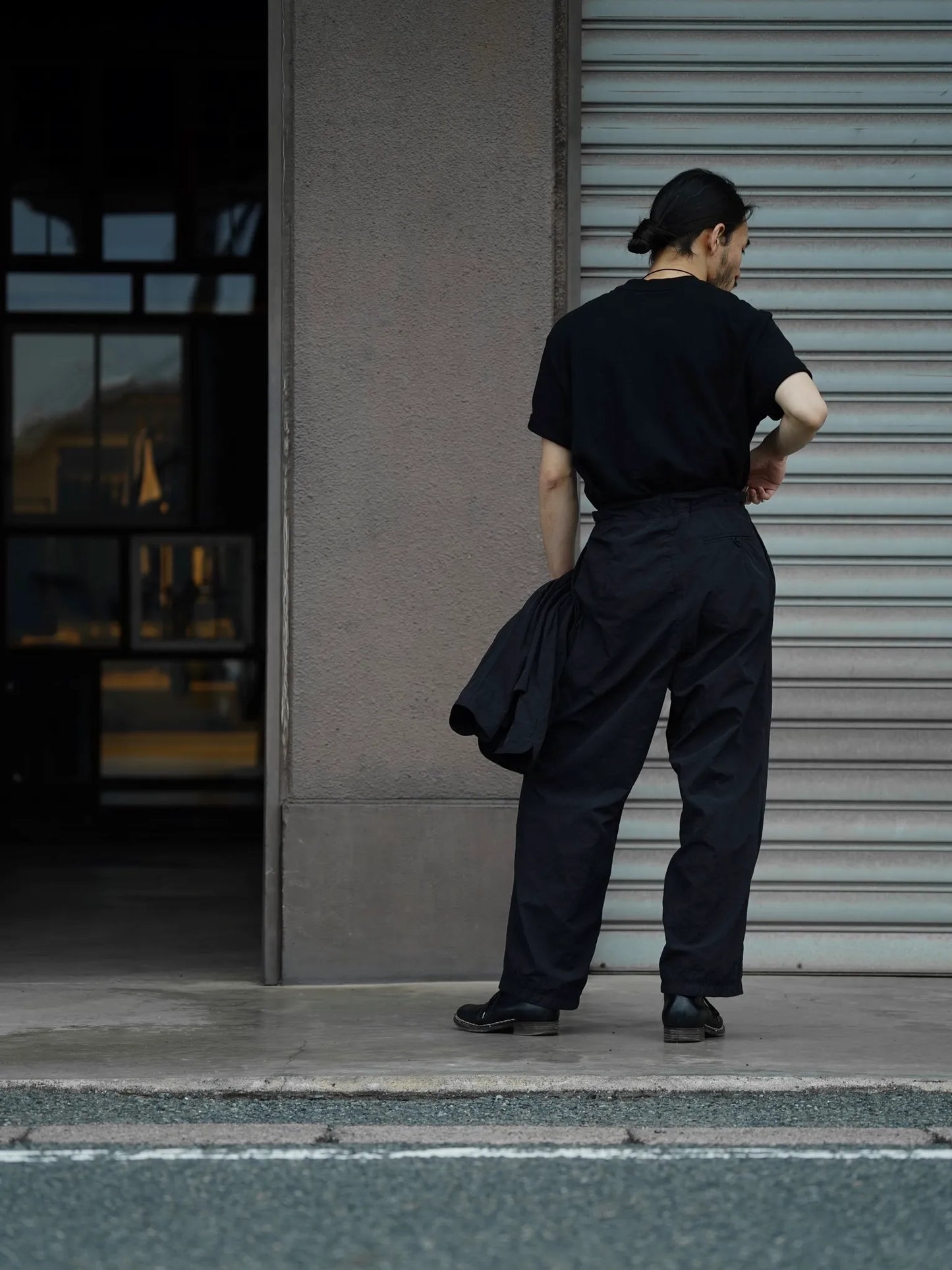 THE NULABEL | GARMENT DYED TROPICAL TROUSERS BLACK