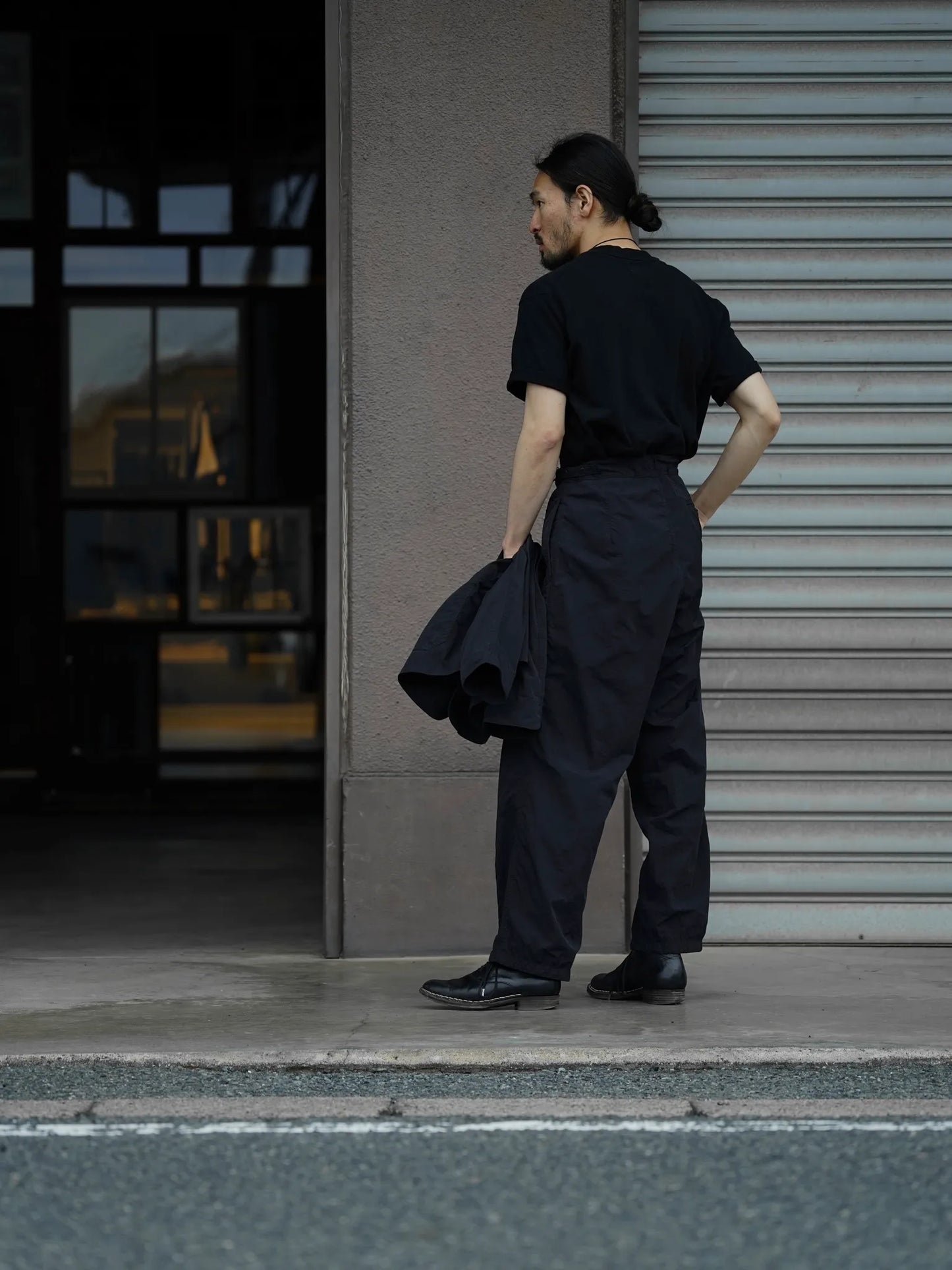 THE NULABEL | GARMENT DYED TROPICAL TROUSERS BLACK