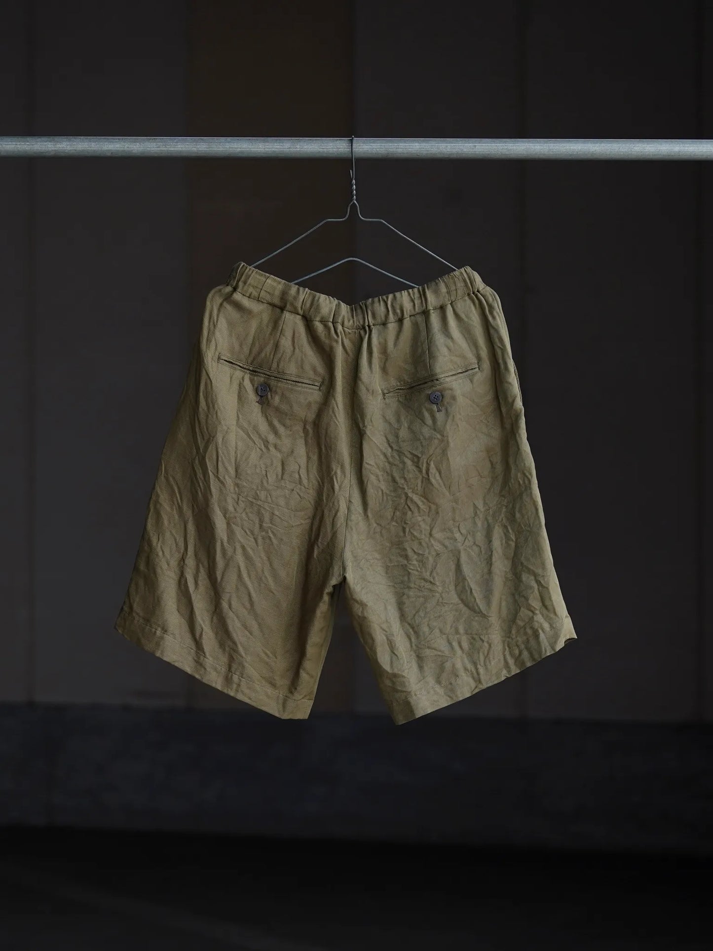 calmlence | SINGLE PLEATED EASY SHORTS DBEG