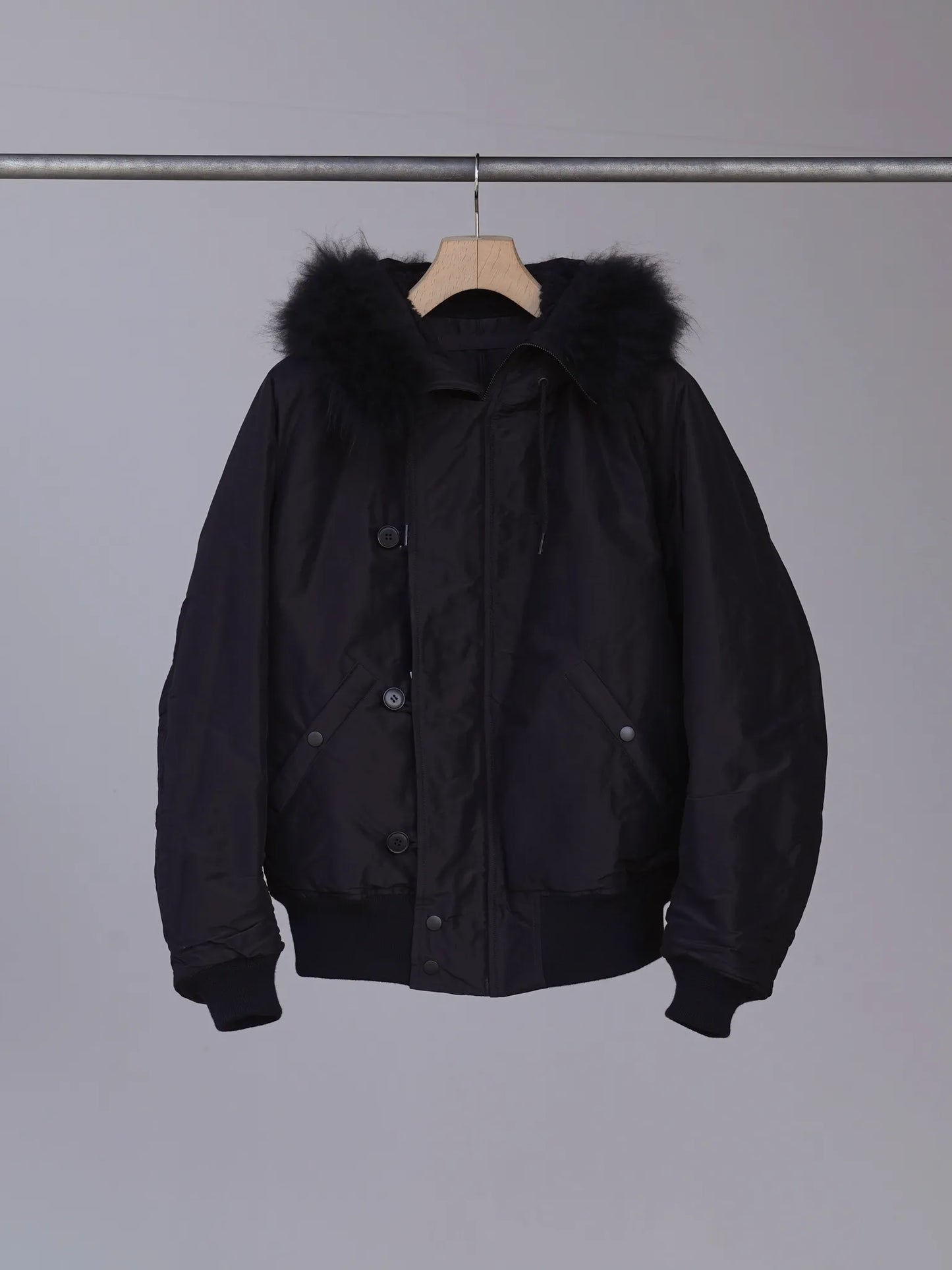 COMOLI | コットンシルク ミリタリーフーデッドジャケット BROWN