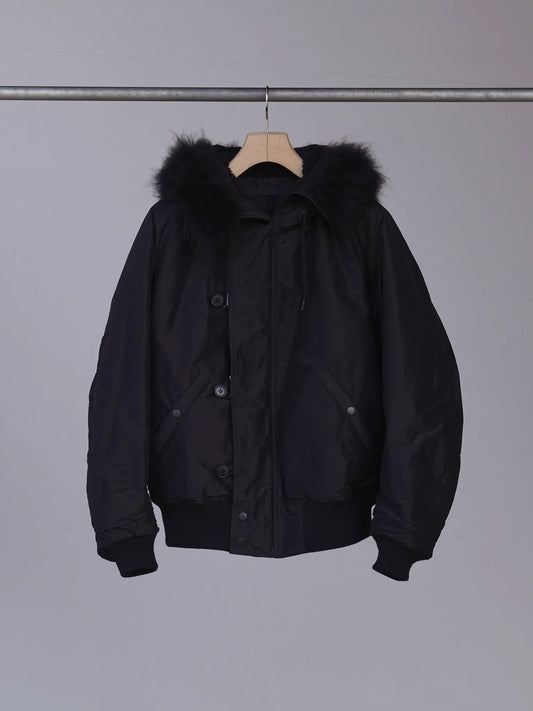 COMOLI | コットンシルク ミリタリーフーデッドジャケット BROWN