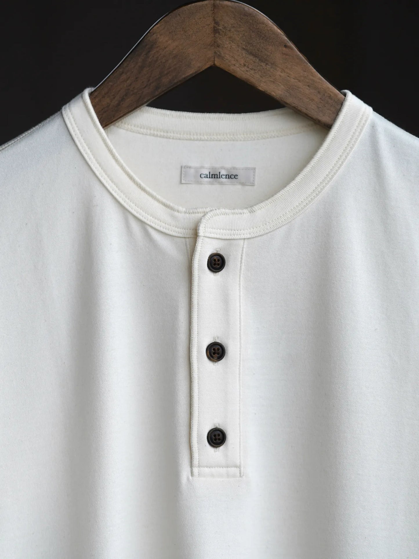 calmlence | HENLEY NECK SS T-SHIRT OWHT