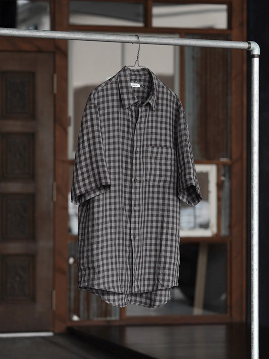 calmlence | REGULAR COLLAR SS SHIRTS GRY/BRN