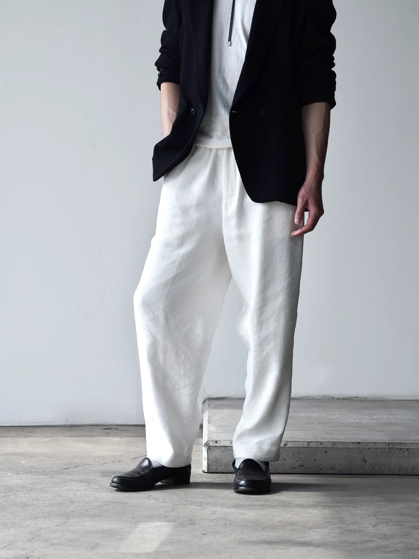 山内 | ビンテージシルクリネン・ワンカットイージーパンツ off white