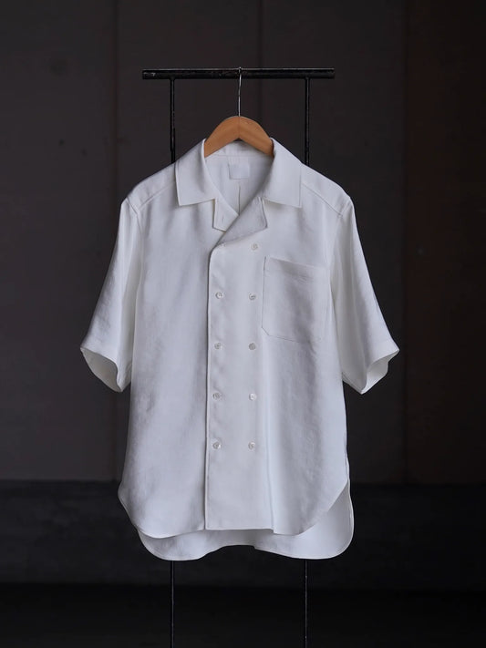 山内 | ビンテージシルクリネン・ダブルオープンカラーショートスリーブシャツ off white