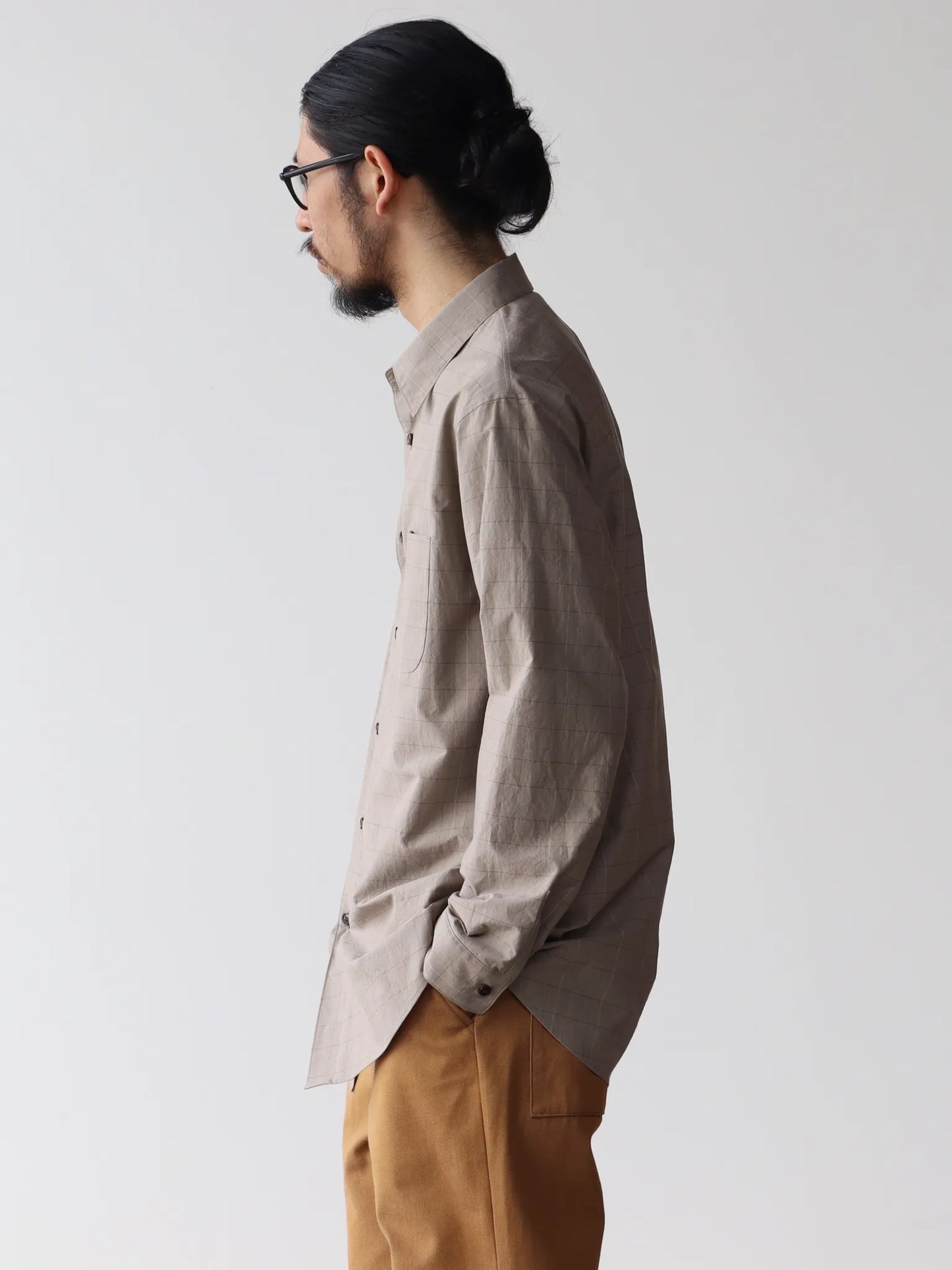 tilt-the-authentics-washed-6-color-check-typewriter-regular-shirt-l-taupe-check-2