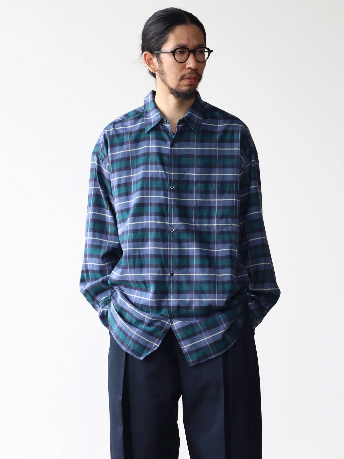 Graphpaper Check Flannel Oversized Regular Collar Shirt CHECK