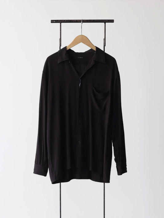 comoli-レーヨン-オープンカラーシャツ-black-1