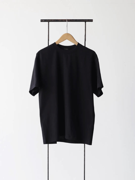 comoli-コットンジャージ-半袖tシャツ-fade-black-1