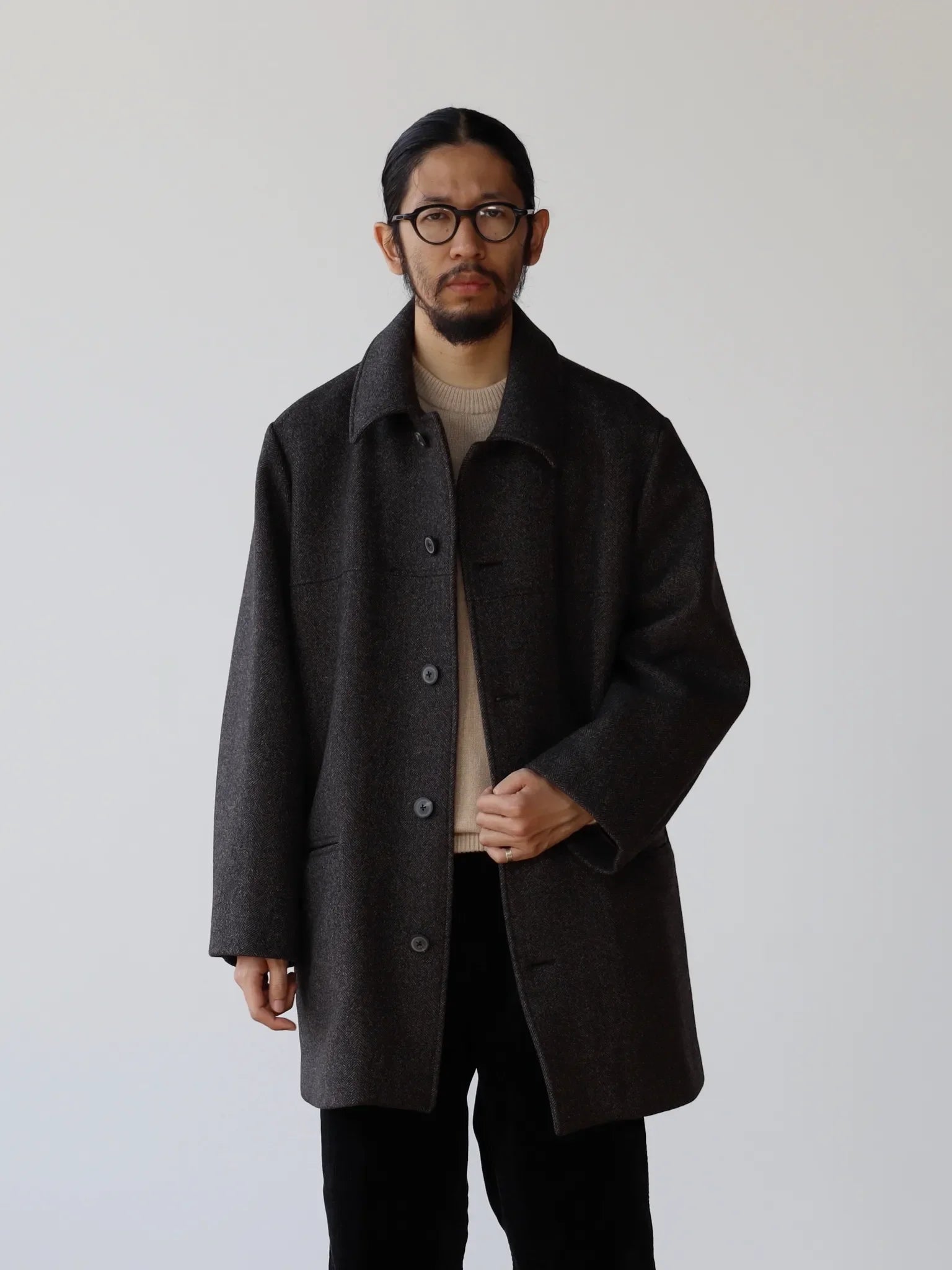 HERILL Blacksheep Carcoat Brown-herringbone | CASANOVA&CO