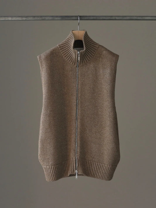 Olde H & Daughter | SILK LINEN VEST TAUPE