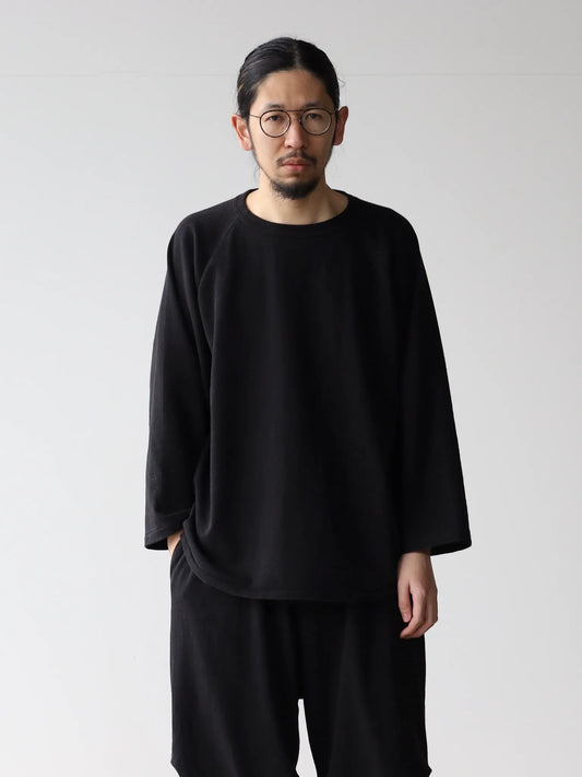 comoli-コットンジャージー-ベースボールtシャツ-fade-black-1