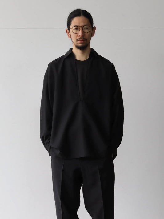 graphpaper-wool-cupro-skipper-shirt-black-1