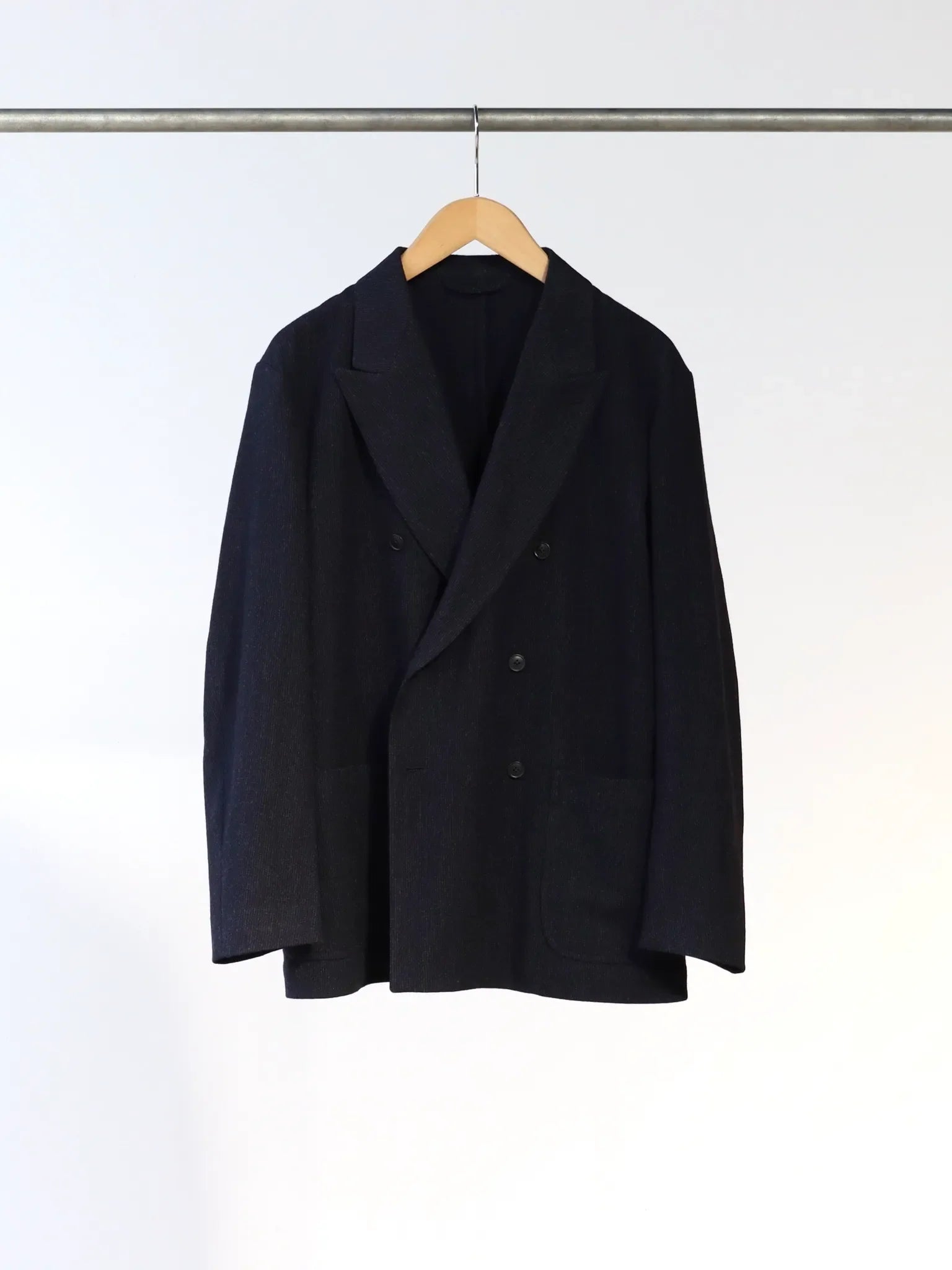 COMOLI リファインウール ダブルジャケット NAVY | CASANOVA&CO
