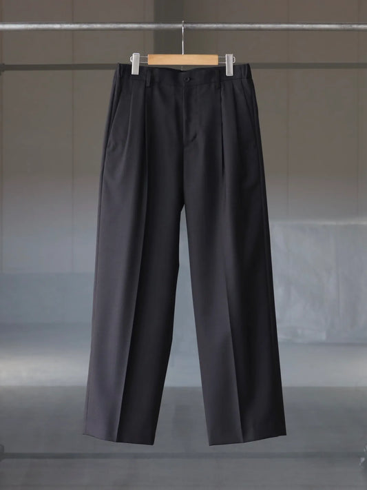 TWO TUCKS WIDE TROUSERS DARK CHARCOAL