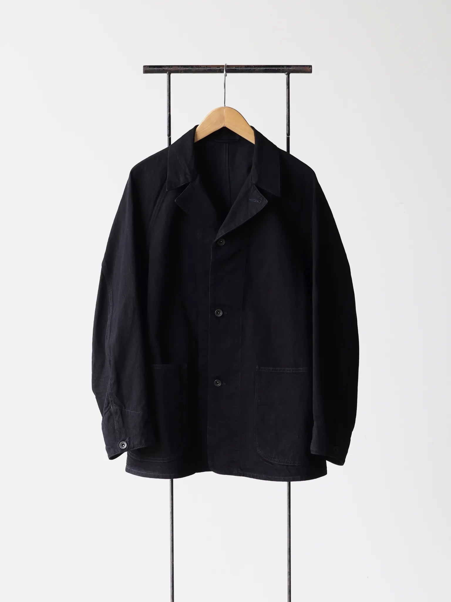comoli-ブラックデニム-ワークジャケット-black-1