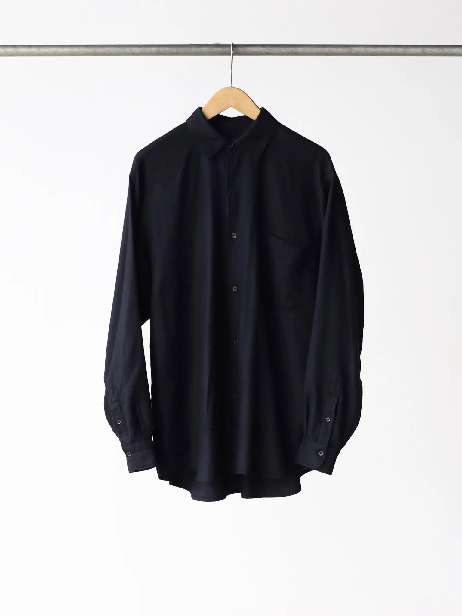 COMOLI カシミヤシルク 製品染シャツ NAVY | CASANOVA&CO (カサノヴァ