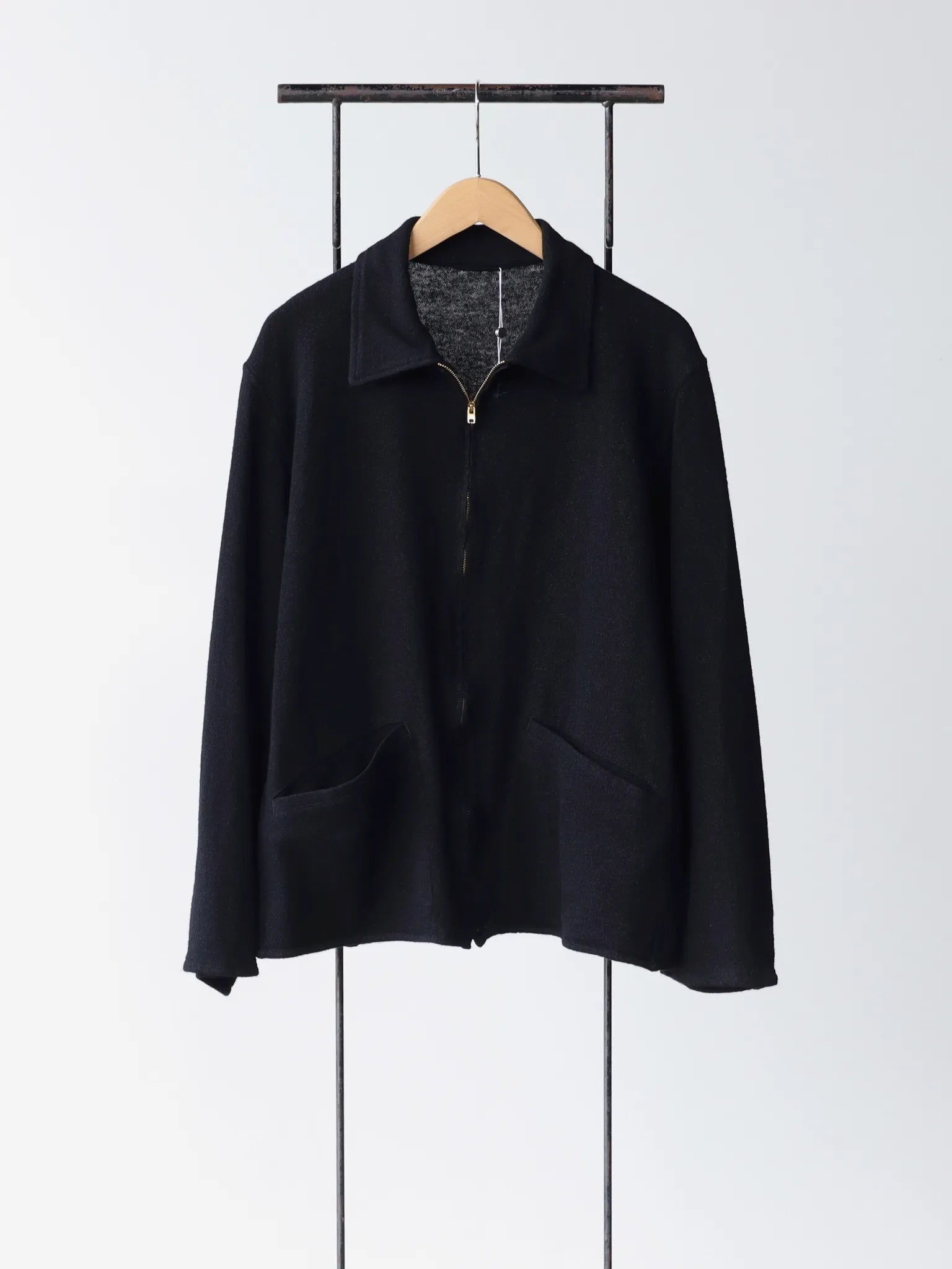 COMOLI 25SS ウール和紙ジップショートジャケット size1 COMOLI ウール和紙 ジップショートジャケット BLACK