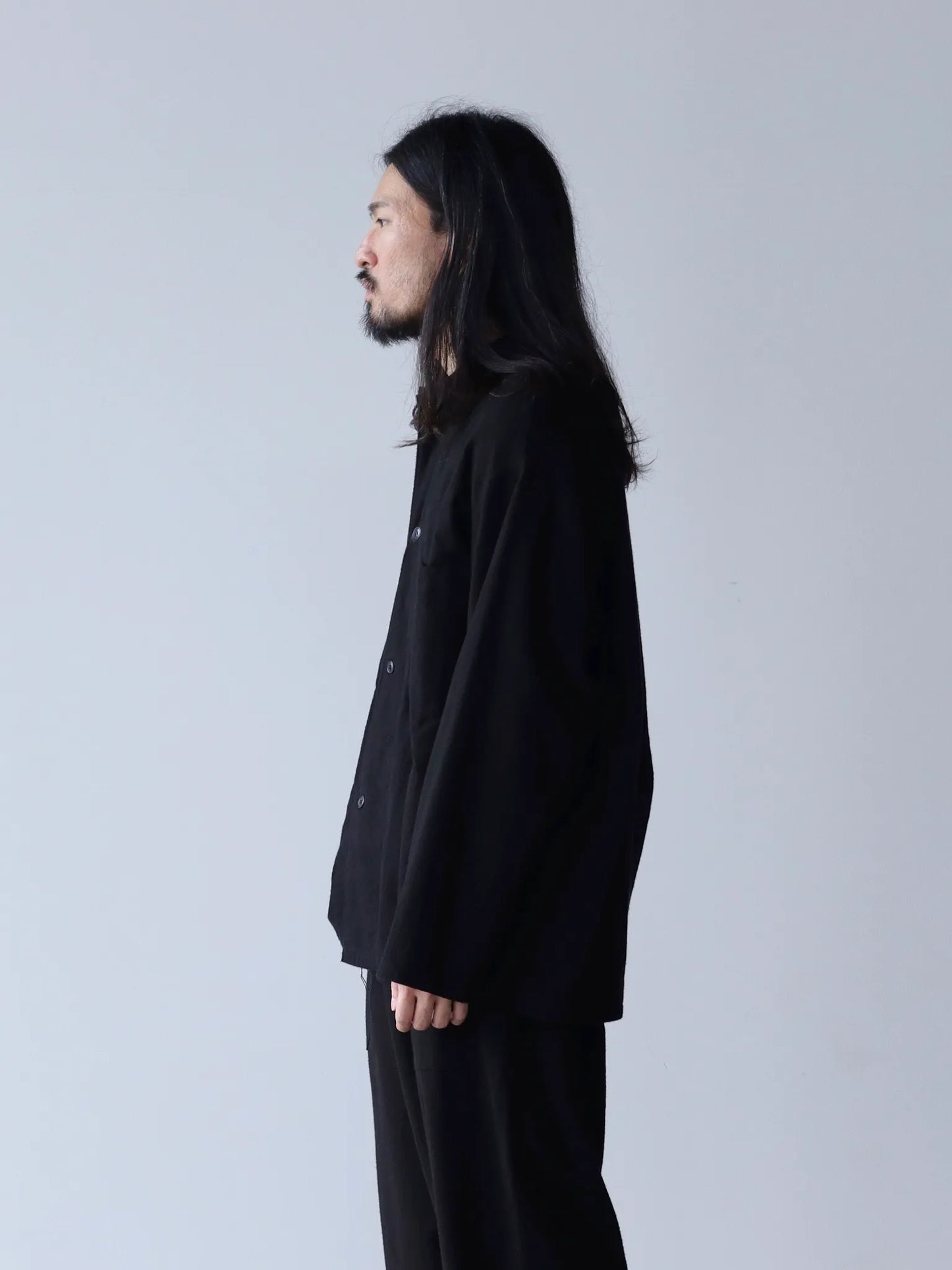 comoli-コットンネル-シャツジャケット-black-2