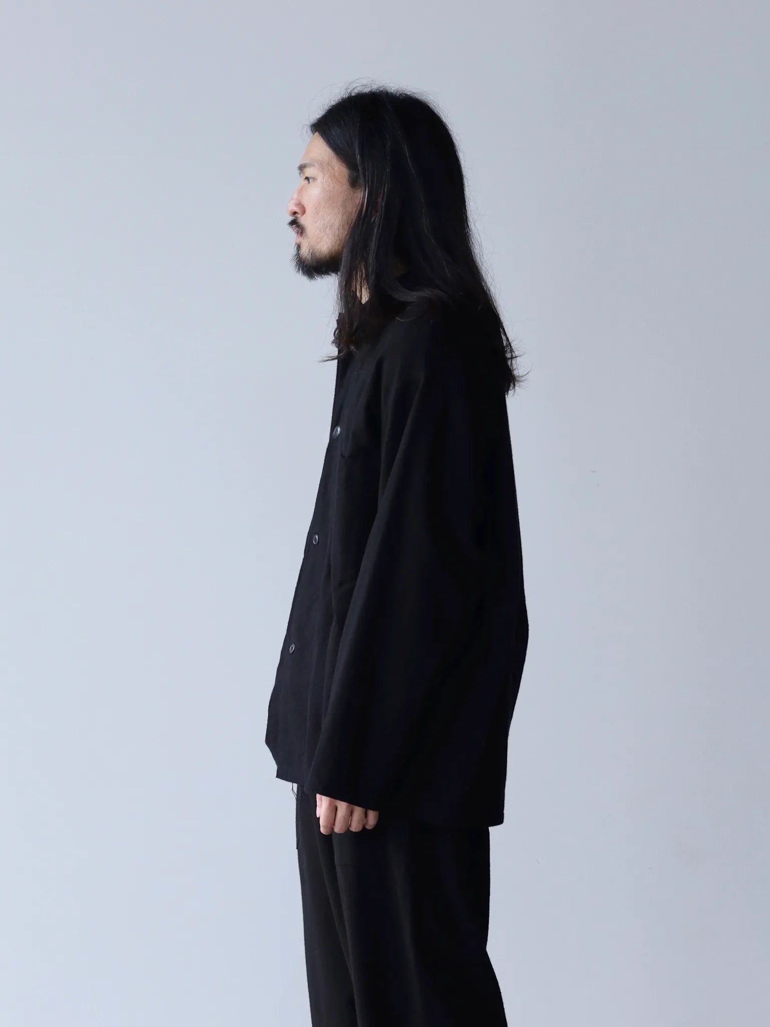 comoli-コットンネル-シャツジャケット-black-2