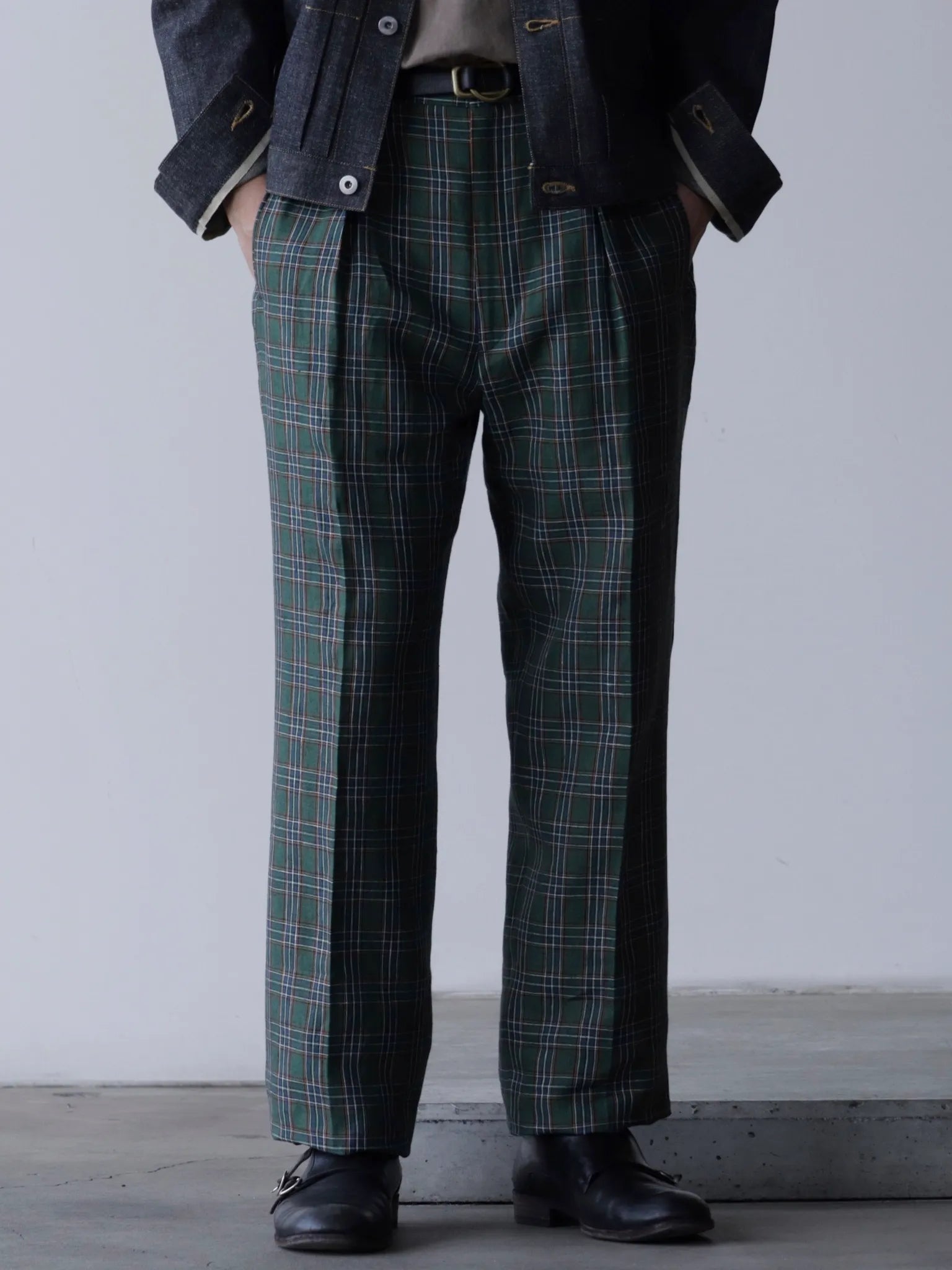 パンツ NEAT Linen H Check Srousers NEAT Linen H Check Srousers GREEN | CASANOVA&CO (カサノヴァアンド