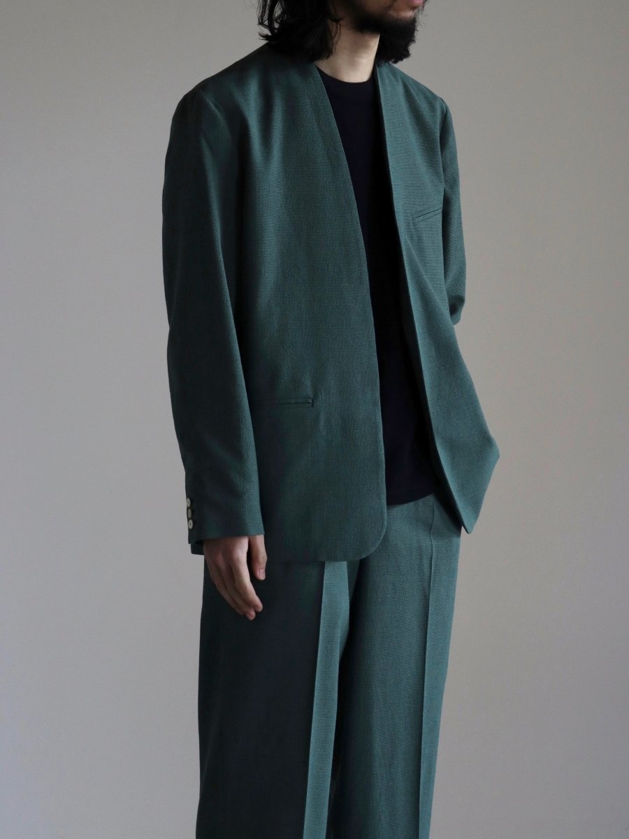 seya-tailored-collarless-jacket-pine-green-2